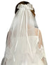 Kids Dream Girls White Pearl Bow Comb Communion Flower Girl Veil - SophiasStyle.com